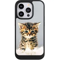 Nivocase Hülle für Apple iPhone 14 Pro Handyhülle NIVOcore Case Schwarz Feder Haustier Katze (Apple iPhone 14 Pro), Smartphone Hülle, Schwarz