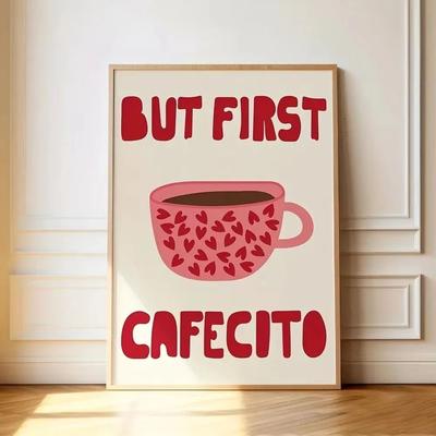 Uplift Essentials """But First Cafecito"" Quotation Canvas Print Minimalist Spanish Wall Art For Modern Living Rooms & Cafes style 1 19.7 X 27.6 In (50x70 Cm)"