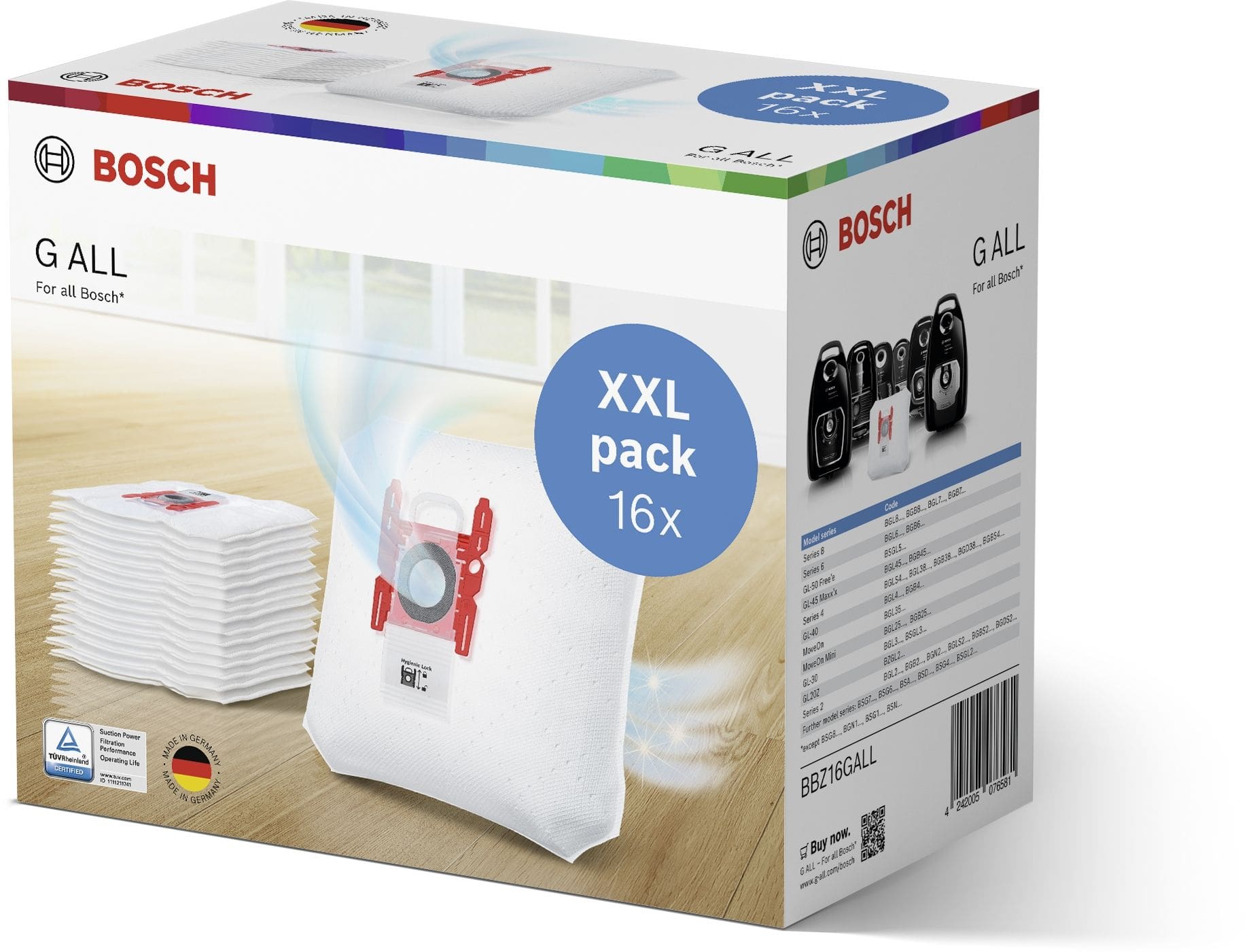 Bosch BBZ16GALL Staubbeutel Type G ALL 16 Stück (Weiß)