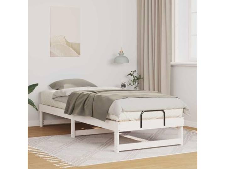 YUTAASU Bettrahmen Weiß 90 x 210 cm Massives Kiefernholz Plattformbettgestell, Stabile Konstruktion, Natürliche Oberfläche, Modernes Design