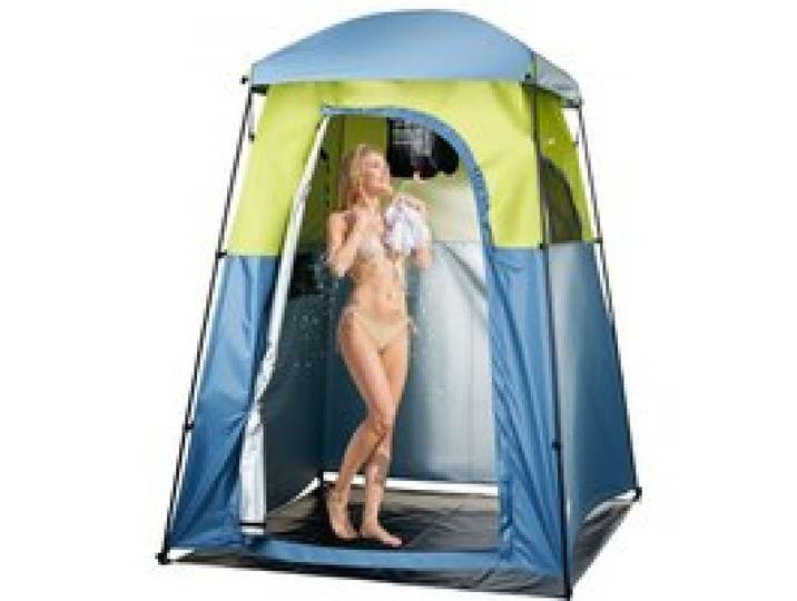 VEVOR Douchetent met 1 ruimte & douchezak, toilettent (1676x1676x2184 mm) Omkleedtent incl. haringen & touwen & draagtas & steunpalen, gemaakt van 150D Oxford-stof voor kamperen, strand, vissen, groen