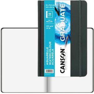 Canson Aquarellpapier Graduate Aquarelle, Buch, A5, 250 g/m², weiß, Hardcover, Portrait, 28 Blatt