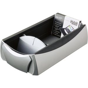 Han Visitenkartenbox 2755-77 VIP Silber Edition, für 500 Visitenkarten, Kunststoff, silber/schwarz