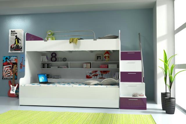 Doppelstockbett Etagenbett Bett Kinderbett Jugendbett Hochbett Weiß/Blau