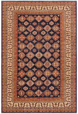Treasured Knots Caucasian Super Kazak Azalea Blue/Beige Hand Knotted Wool Rug - 8'10'' x 12'0''