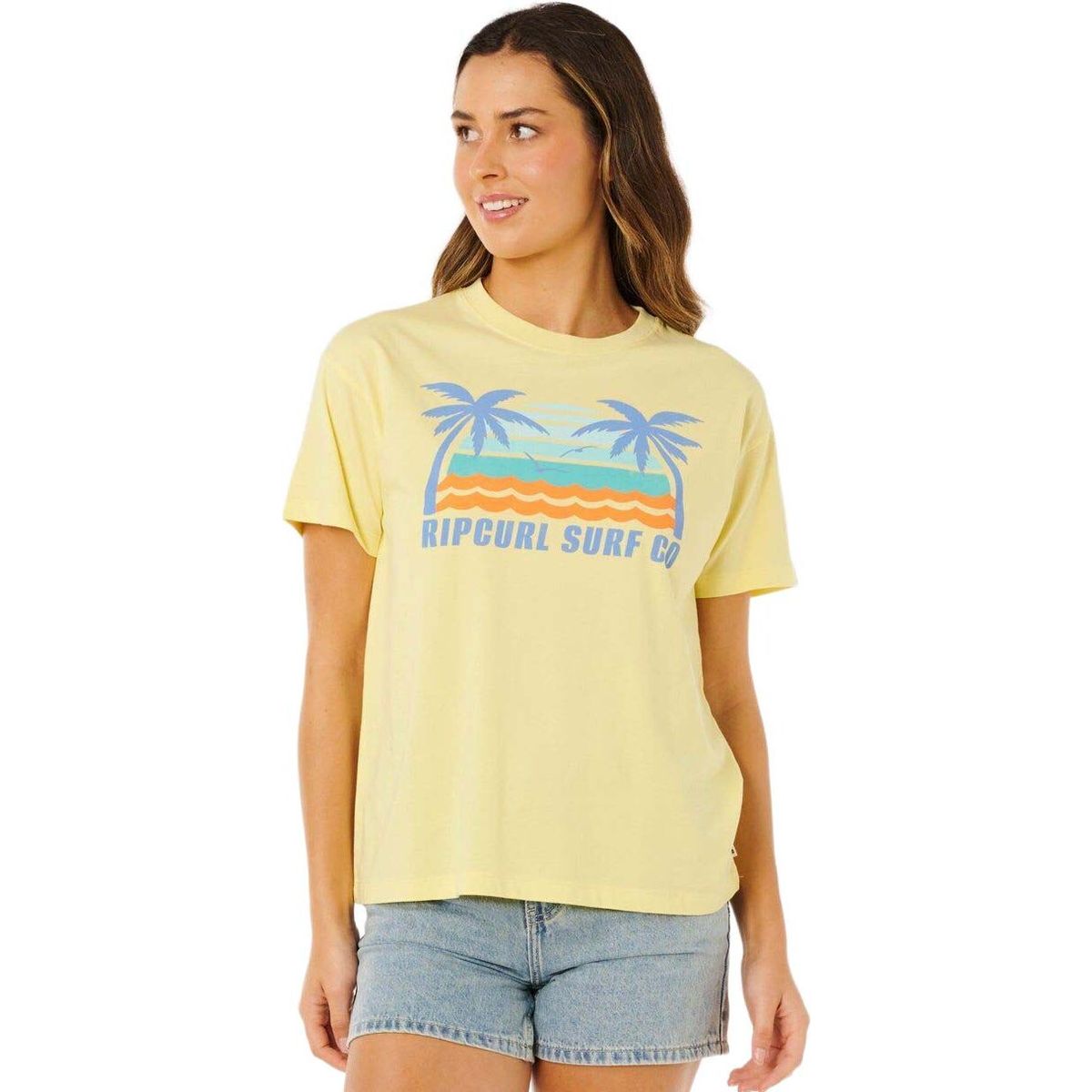 RipCurl Malibu Relaxed Tee lemon (1599) S 0NCWTE-1599-S