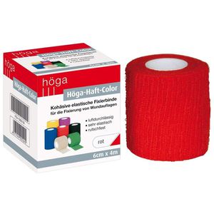 Höga Fixierbinden Haft Color, rot, selbsthaftend ohne Klebstoff, 4m x 6cm