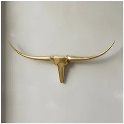 KADIMA DESIGN Deko Geweih Bull "L", Aluminium, 125x60x10 cm, Gold - Exklusive Wanddekoration