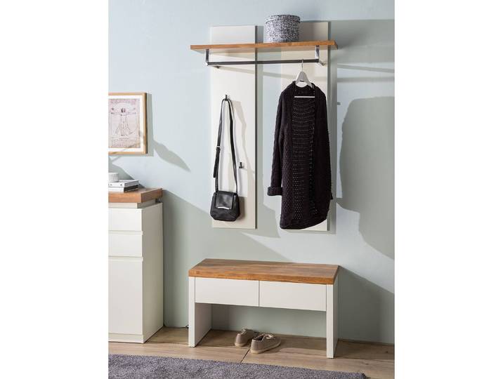 Porte-manteau mural 91 x 135 x 27cm Blanc/Imitation chêne/Blanc