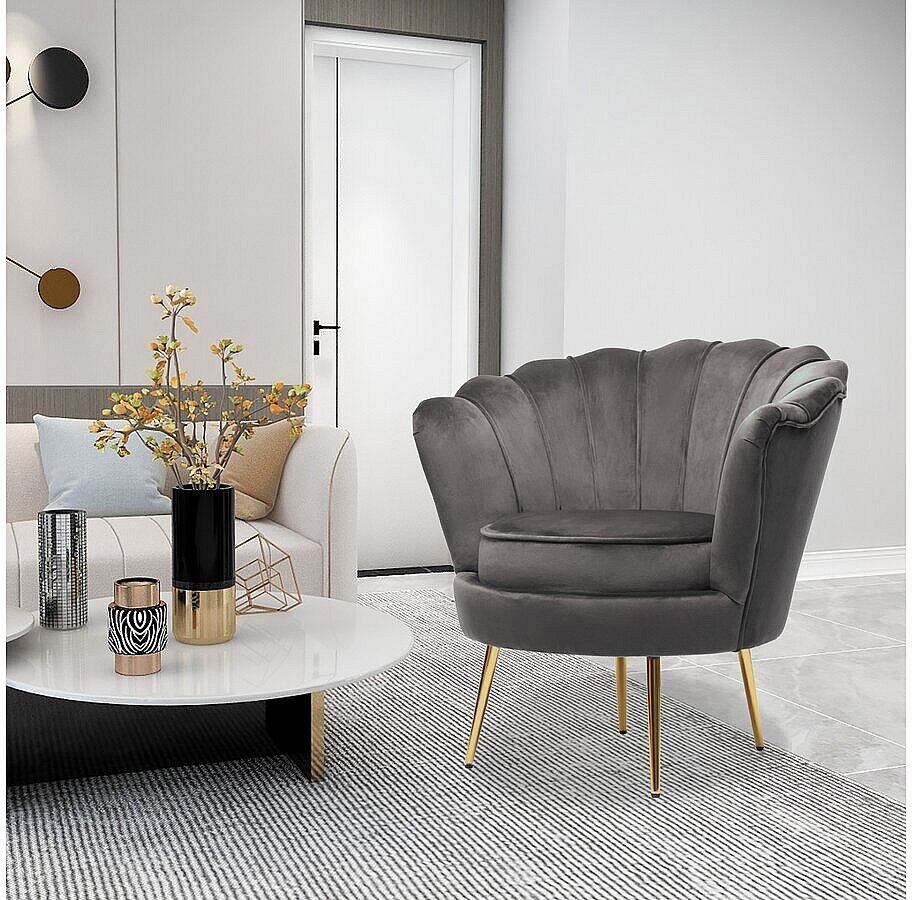 Habitat et jardin Sillón de terciopelo "Floria" - 75 x 68 x 77,5 cm - Gris