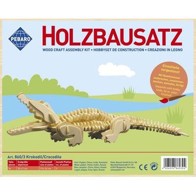 PEBARO 860/3 - Holzbausatz Krokodil, 94 Teile, Holzkonstruktion zum Zusammenstecken