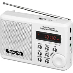 Sencor radio receiver 7.2x11x2.9cm SRD215W (FM, Bluetooth), Radio, Weiss