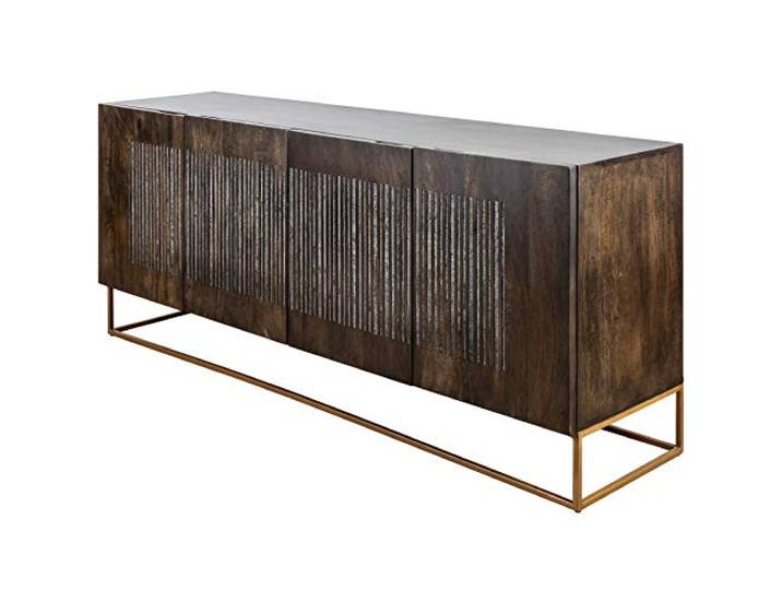 invicta INTERIOR riess-Ambiente.de Massives Sideboard Onyx 180cm Dunkelbraun Mangoholz Edelstein Achat Gold Metallgestell