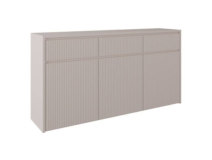 Drehtür-Kommode Vemmi mit drei Schubladen, 155 cm, mit