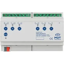 MDT Schaltaktor 6-fach, 8TE, REG 16/20A 230 V AC, mit Wirkleistungszähler, 200 μ AZI-0616.03