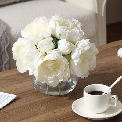 Garvee Artificial Peonies with Vase, , Fake Peonies Bouquet for Table Centerpiece, Wedding Decor, Home Living Room Decoration
