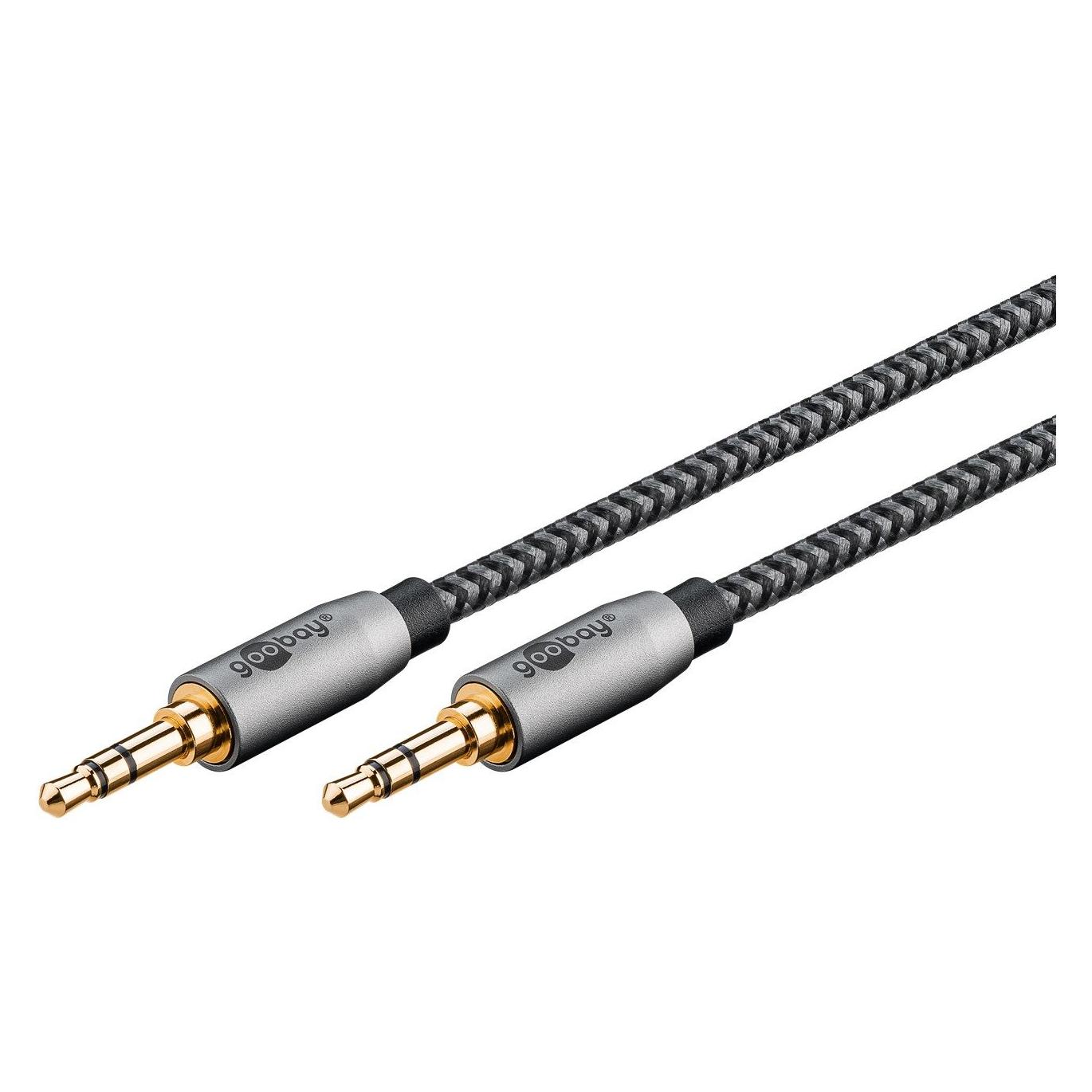Goobay Audio Verbindungskabel AUX, 3,5 mm stereo, 2 m, Sharkskin Grey (2 m, AUX Kabel) (65274)