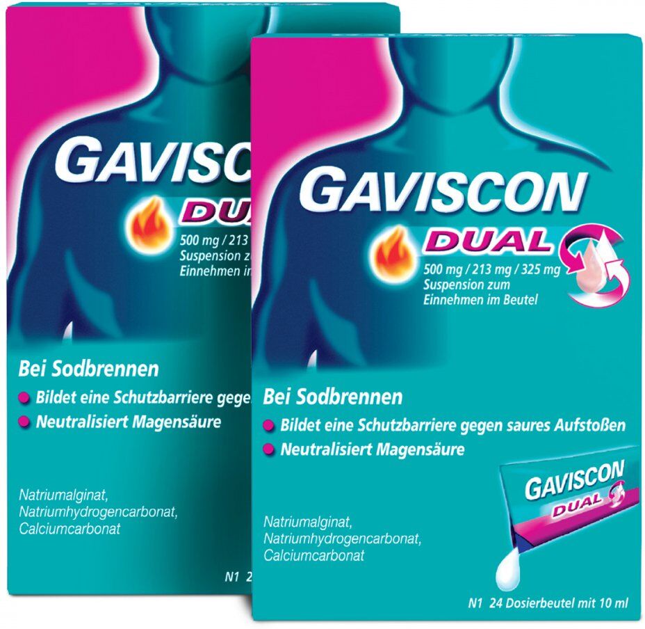 GAVISCON Dual 500 mg, 213 mg, 325 mg Suspension Dosierbeutel