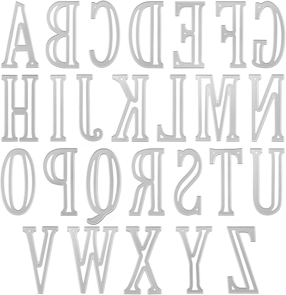 Alfabet Letters Snijmallen - Metaal Stanssjabloon voor het maken van kaarten - 26 Hoofdletters - Hoogte: 10 cm - Zilver