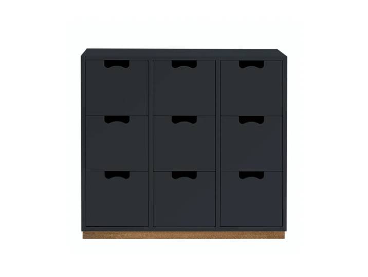 Asplund Commode Snö B3 char grey, support en chêne