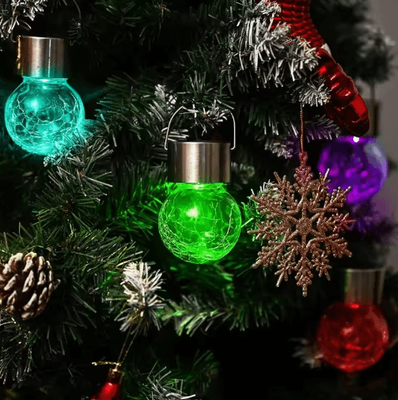 Inspire Picks Cracked Glass Solar Hanging Lights Waterproof Outdoor Garden & Tree Lantern multicolor 1pc