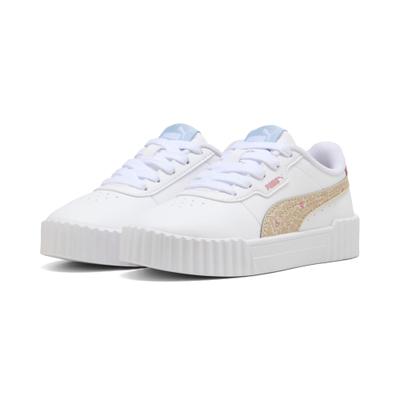Sneaker PUMA "CARINA 30 WINTER SAFARI PS", Mädchen, Gr. 33, beige (puma weiß, birch), Synthetik, Schuhe Sneaker