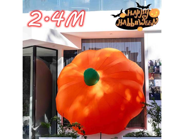 Gonflables d'halloween 2.4M/8 pieds, grandes citrouilles, modèle de cour, lumières LED intégrées, pour l'extérieur, jardin, pelouse, vacances, accessoires à thème décoratif