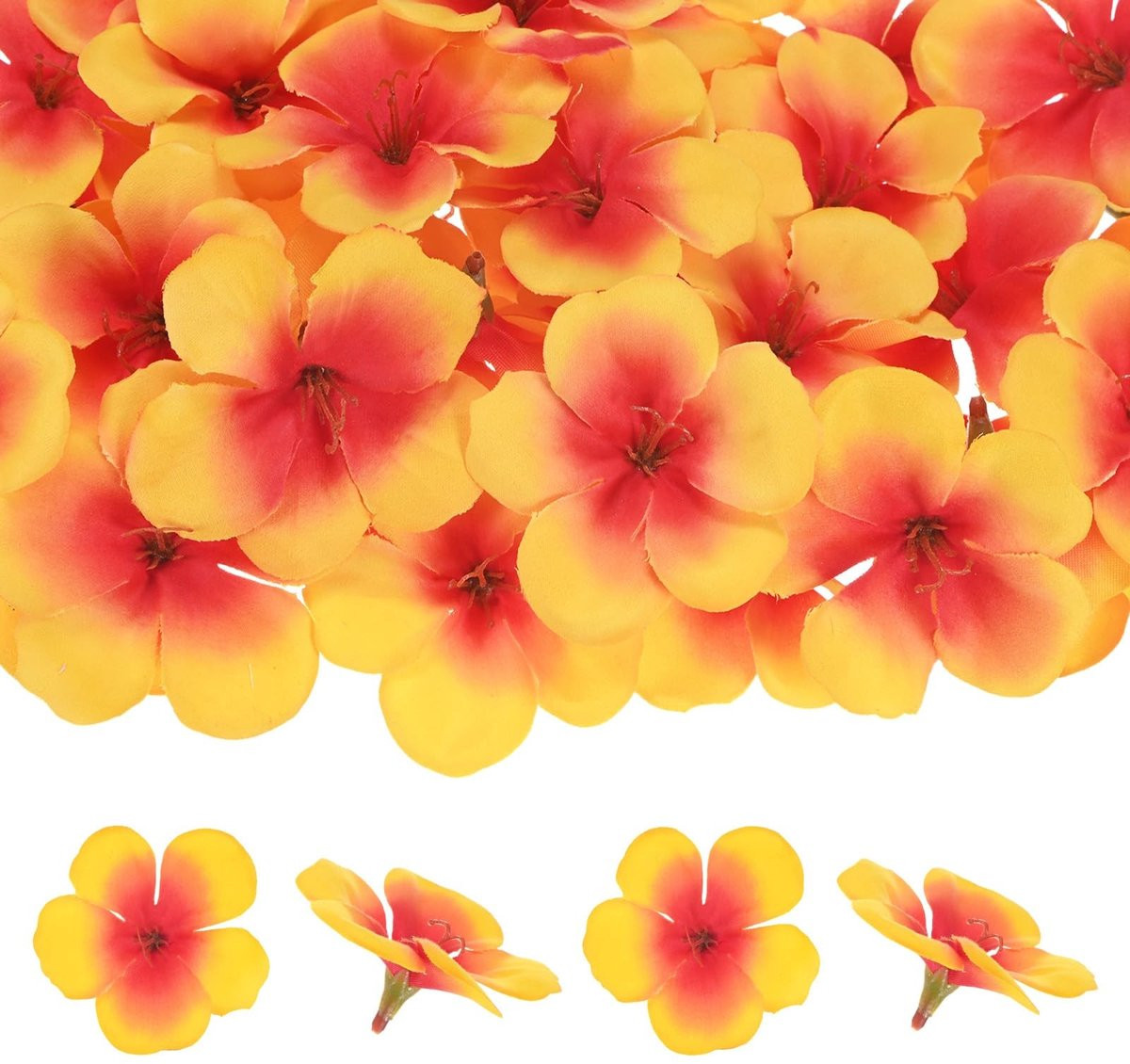 Dailygoods METERXITY Set van 100 kunstmatige orchideeënbloemhoofden - Oranje - 5,5 cm