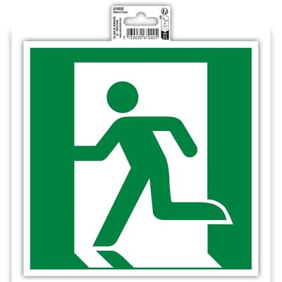 Exacompta 67002E Hinweisschild, Evakuierung links, PVC, selbstklebend und rutschfest, 20x20 cm - Grün