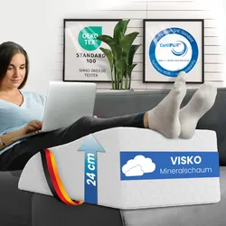 ELONEO Beinhochlagerungskissen aus Memory Foam, Beinkissen zur Entlastung, Lagerungskissen mit abnehmbaren Bezug,  62x40x24cm, weiß