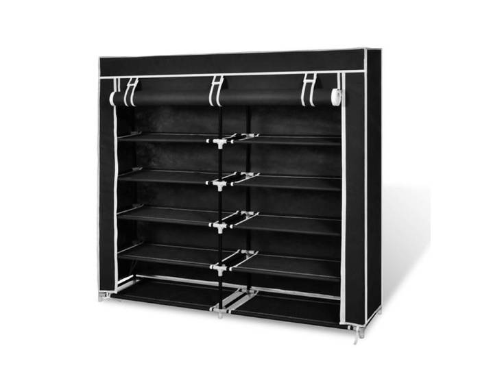 Armoires chaussure étagère meuble 30 paires tissu noir 2002040