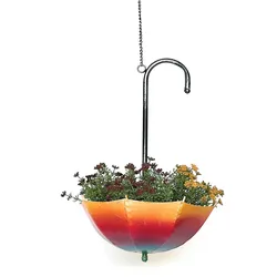 DanDiBo Blumenampel Metall Hängeampel mit Topf Innen Außen Regenschirm Hängepflanzen 57 cm 96258 S Pflanzenhänger Blumenhänger Topfhänger Blumen