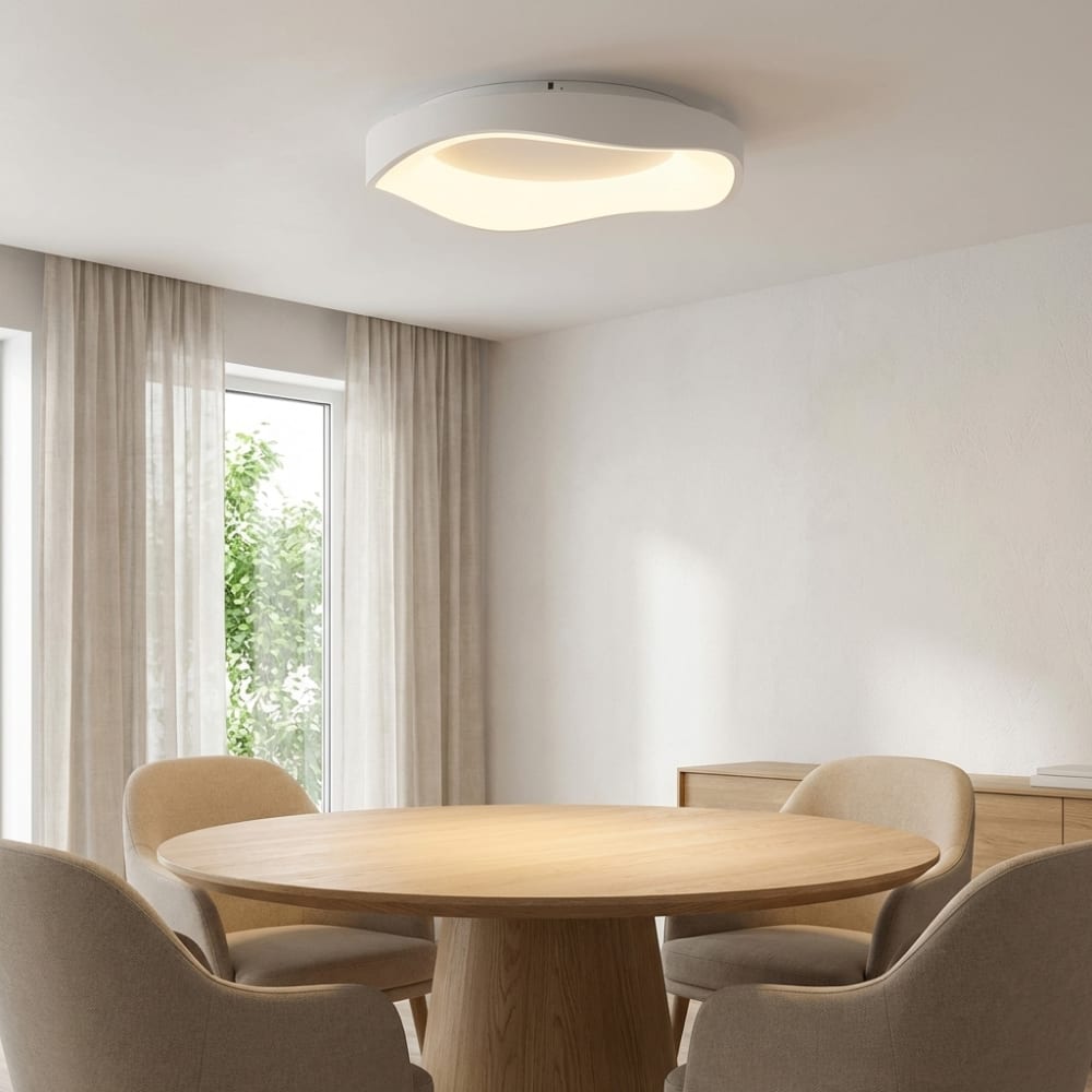 Alpinaluz Plafonnier LED 40W métal blanc style nordique Ø50 cm Blanc 50x9x50cm