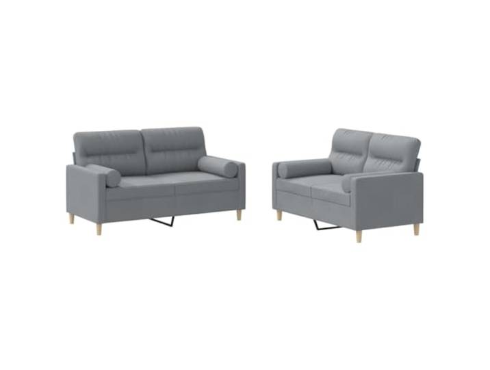 GHVBNMF 2-Teilige Sofagarnitur Hellgrau Polstersofa Set mit Kissen Komfortable Couch Garnitur für Wohnzimmer und Lounge, inklusive 4 praktischer Rollkissen und dicker Schaumstoffpolsterung.