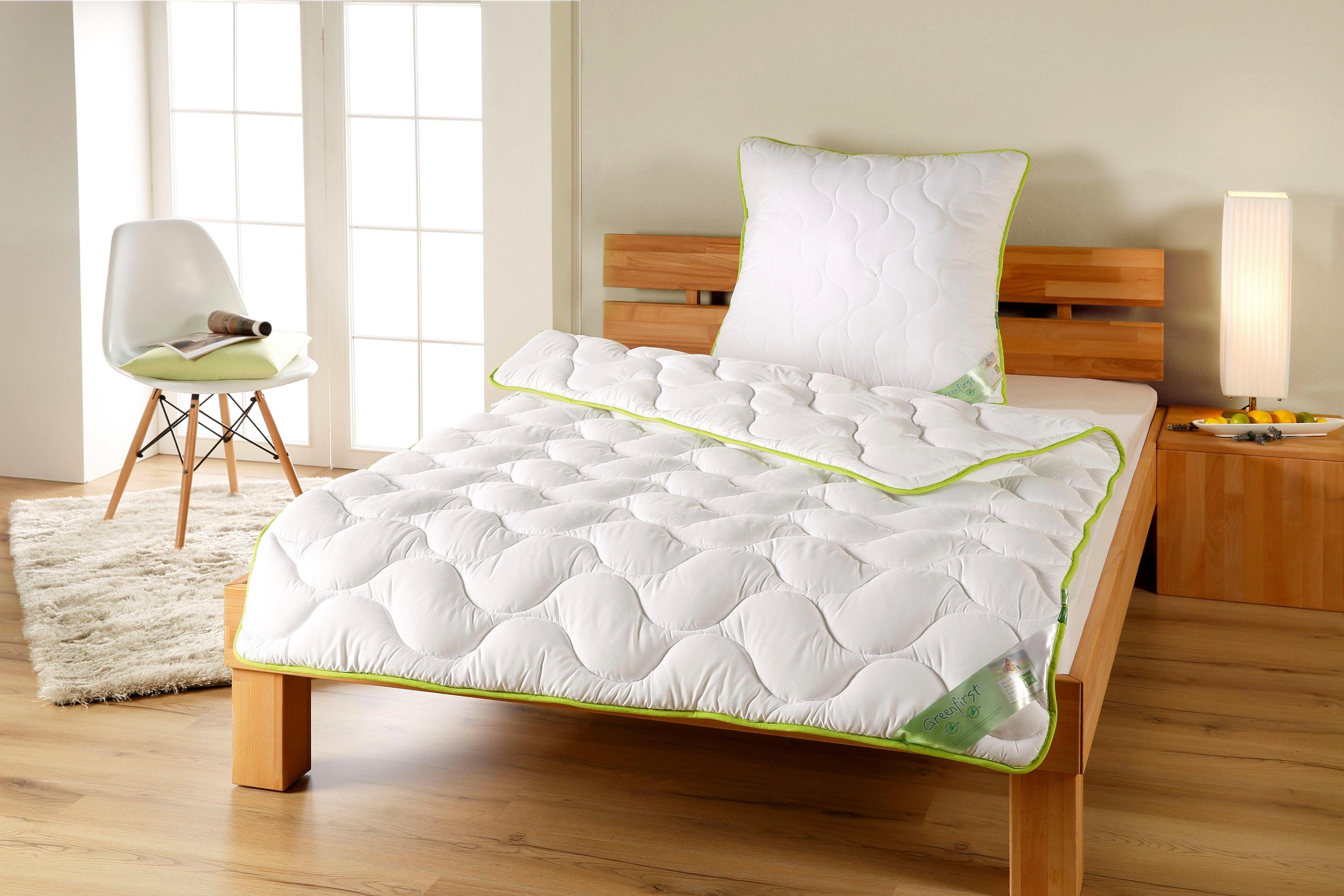 Microfaserbettdecke KBT BETTWAREN "Greenfirst Anti-Milbe und Mücke", weiss (weiß), B:155cm L:220cm, Bezug: 100% Polyester, Bettdecken, Microfaserbettdecke weiß B/L: 155cm x 220cm, normal