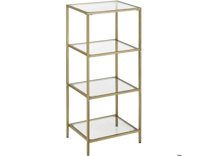 Bibliothèque colonne moderne en métal doré et verre trempé - Réf. VK8681847467540