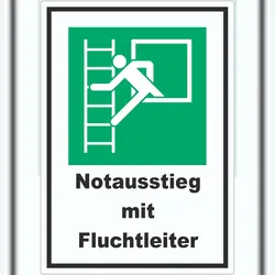 HB-Druck Notausstieg mit Fluchtleiter Aufkleber A5 (148x210mm)