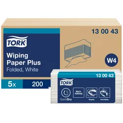 Tork Starke Mehrzweck-Papierwischtücher Weiß W4, Saugfähig, 5 × 200 Tücher, 1300...