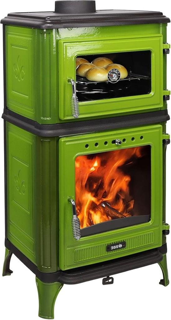 365 Kaminofen Ferrox 55 Back grün emailliert 7 kW Gusseisen A+
