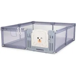Chipolino Laufstall Amico Tür 180 x 200 cm 2 Ringe Aufbewahrungstasche ab 1 Jahr grau