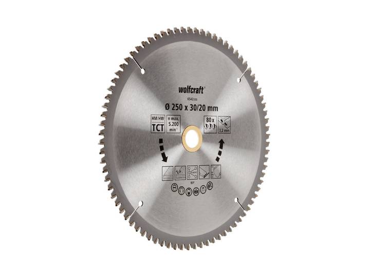 Wolfcraft Sägeblatt Kapp HM 250 mm 80 Zähne