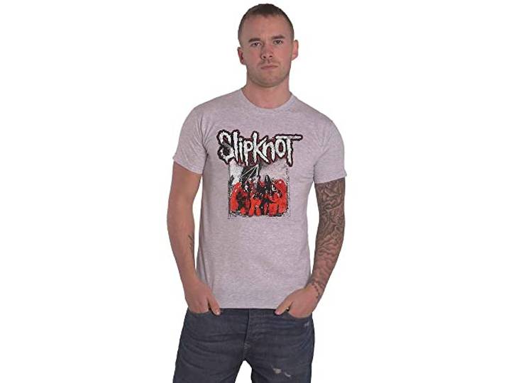 Slipknot T Shirt Self Titled Band Logo nieuw Officieel Mannen Grijs