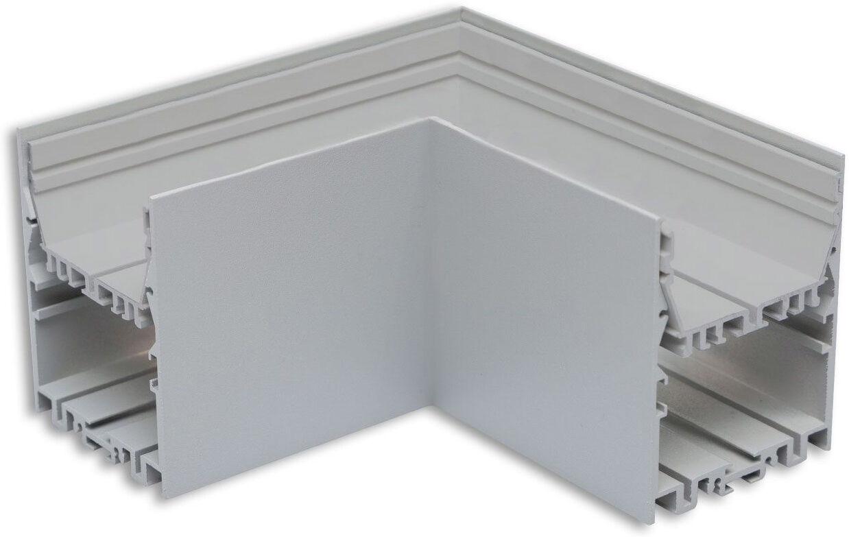 Isoled Lamp40 90° Eck, Geschweißt, 140x140mm, Silber Pulverbeschichtet, Exkl. Cover