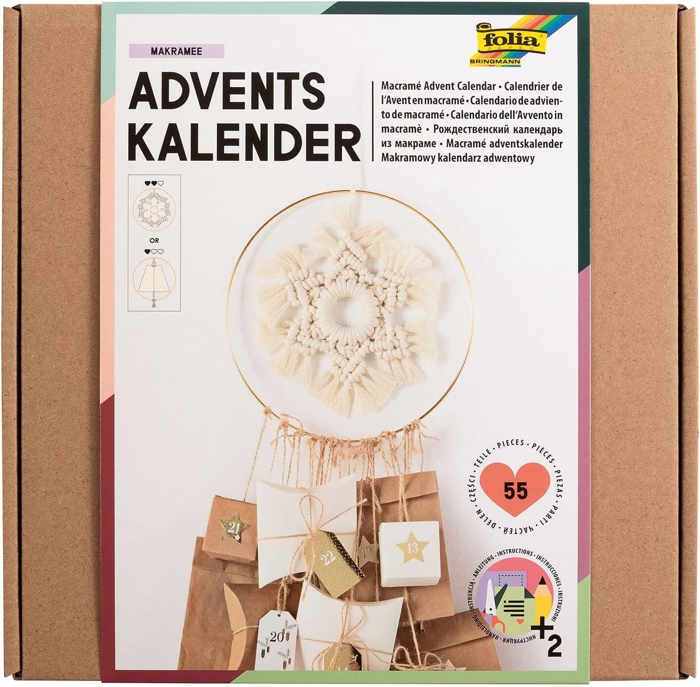 Folia Adventskalender-set met macramé, 55-delig