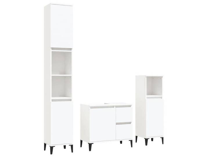 Bonne qualité - Mobilier Ensemble d'armoires salle de bain 3 pcs Salle de bain et WC - BONNIE - blanc - Bois d'ingénierie DECO