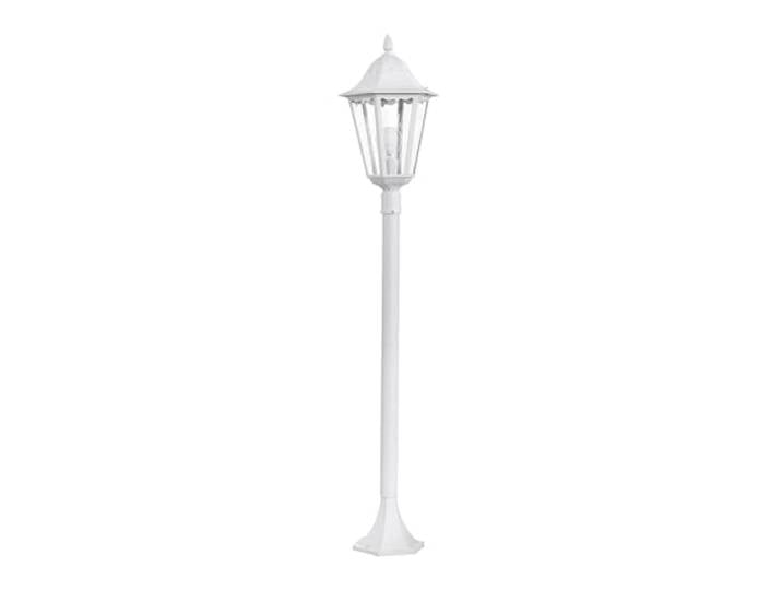 Eglo Lampadaire extérieur Navedo\, luminaire sur pied\, borne lumineuse lampe de jardin et de chemin en font d’aluminium blanc et verre\, douille E27\, h 120 cm\, IP44