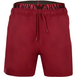 EMPORIO ARMANI Herren Badeshorts - LOGOBAND, Boxer, Beachwear, Logo-Bund, einfarbig Burgund / L