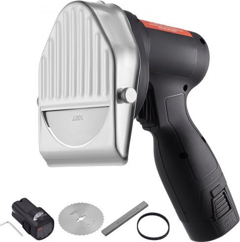 VEVOR Doner Cutter 80W Elektrisch Kebabmes, Draadloos Turks Shoarma Mes met 100mm RVS Mes, Verstelbare Dikte 0-8mm, Zwart/Zilver