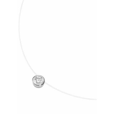 Kette mit Anhänger FIRETTI "Schmuck Geschenk, Solitär", silber (silber, 925), Halsketten, Damen, Nylon Silber 925 (Sterlingsilber), L: 45, Nylon, Silber 925 (Sterlingsilber), mit Zirkonia (synth.)