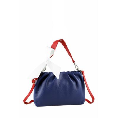 Umhängetasche "Tricolore", Damen, Gr. B/H/T: 26cm x 17cm x 4cm onesize, blau, Leder, COLLEZIONE ALESSANDRO, Taschen Umhängetasche, aus Leder, mit Schleife